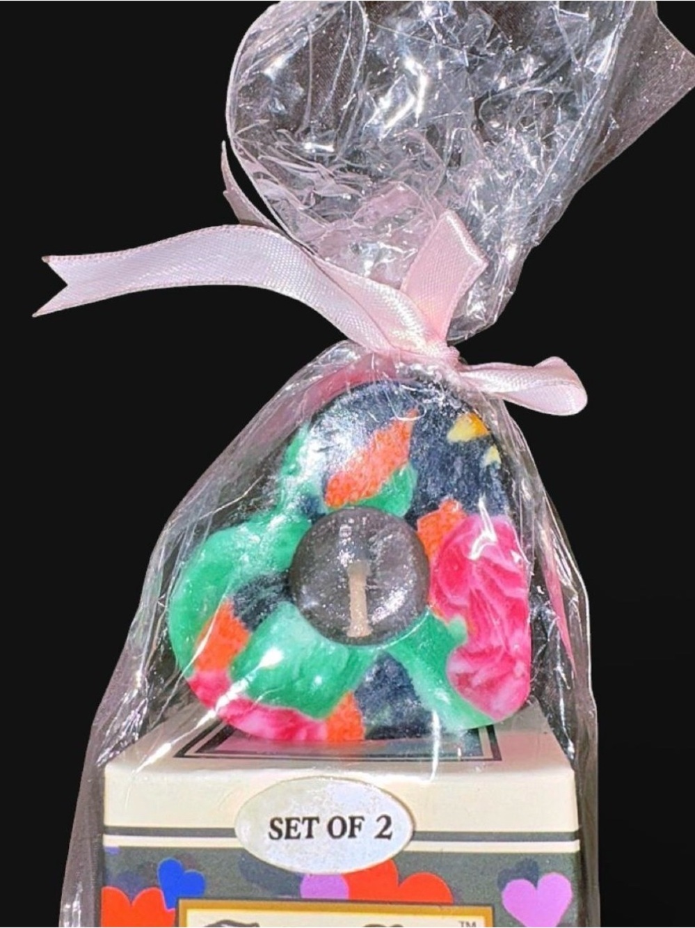 Heart-Shaped Decorative Candle - Pink, Green, Multicolor